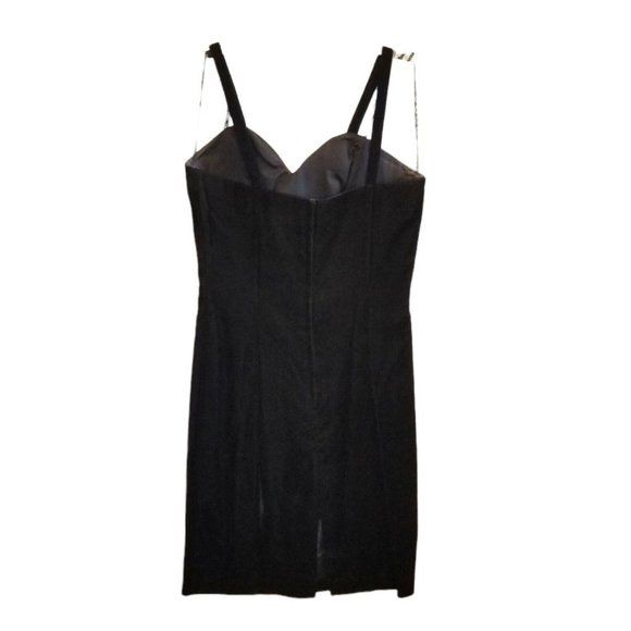Vintage 90s Black Dress Set Scalloped Edge Classic LBD Sweetheart Neckline Sz S - Picture 5 of 9